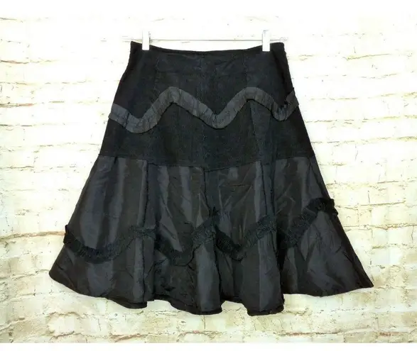 X Store Italy Y2K Black A Line Mix Media Midi Skirt Coin Chain Corduroy 28 1/2 Size undefined