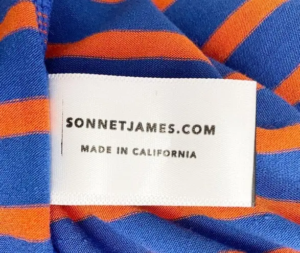 Sonnet James Short Sleeve Play Dress in Blue & Orange Stripe Women’s Size Small