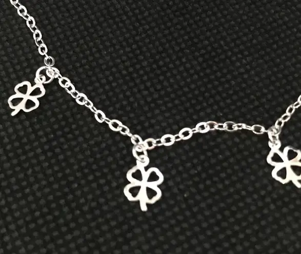 NEW Anklet Four Leaf Clover Anklet Silver Color 10” Total Length (or Bracelet)