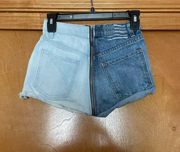 Revice Denim Yin Yang Two Tone Zip Shorts Size 25