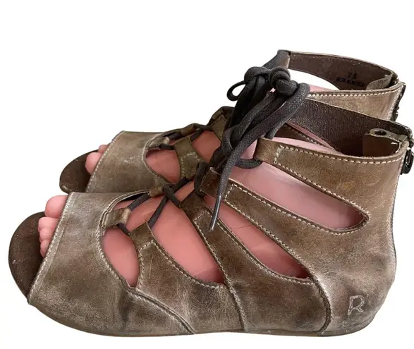 Roan Roan Winnie distressed leather gladiator sandals Taupe Leather Lace Up 7.5 Brown