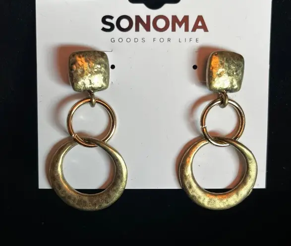 Sonoma  Silver and Gold Bead Hoop Earrings Set