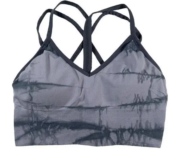 Zella  Body Womens Medium Gray Tie-Dye Racerback Adjustable Seamless Sports Bra