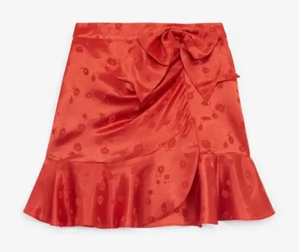 The Kooples Mini Wrap Silk Skirt with Ruched Ruffle & Bow