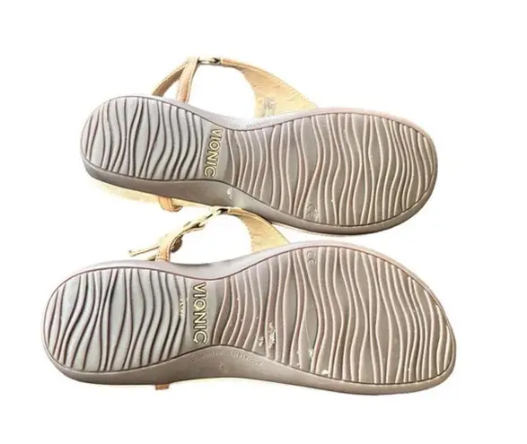 Vionic Kirra Brown Leather Thong Backstrap Sandals With Arch Support Size 9