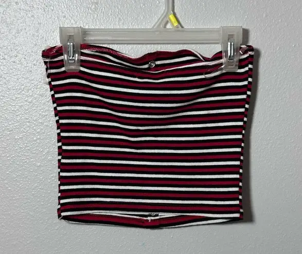 Heart & Hips Heart Hips Women Tube Red Stripes Crop Top Size Small