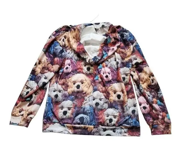 Dog Hoodie Women Medium All Over Print 3D Sweatshirt Long Sleeve Poodle Bichon Size undefined