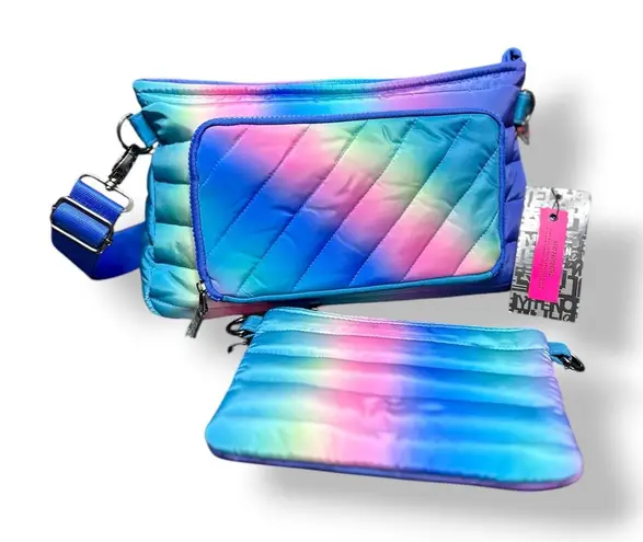 New Think Royln Bank Street XL Crossbody Bag Blue Lagoon Ombre Quilted RFID