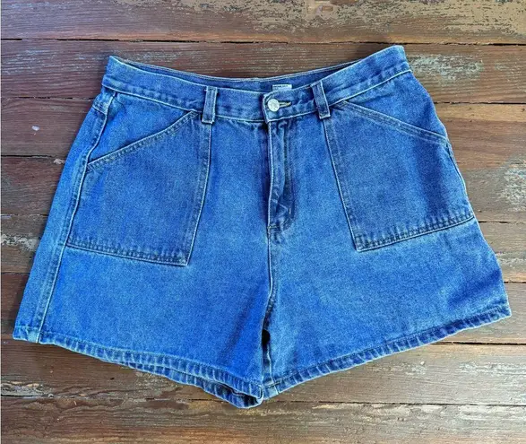 Vintage Too Hot 100% Cotton Denim Cargo Style Shorts ~ Size 12 (Modern 8) 🍄 Blue