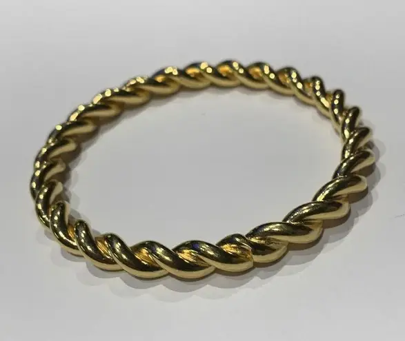 Monet Signed  Gold Tone Heavy Twisted Costume Bangle Bracelet