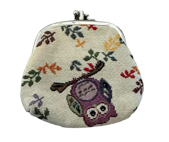 Signage Kiss Lock Owl Tapestry Coin Purse