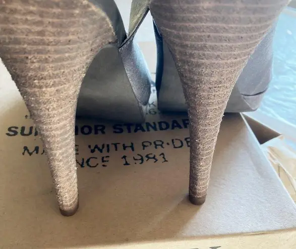 Replay women's 40 EU rough linen sling back stiletto heel MARIA open toe pumps Brown Size 9