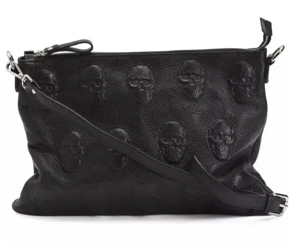 IO Pelle Black Skull Leather Crossbody NWT