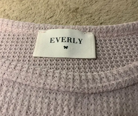 Everly Light Pink Long Romantic Balloon Sleeved Thermal Top Shirt Womens Size S