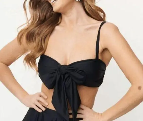 Unique Vintage  Black Bow Rialto Bikini Top S