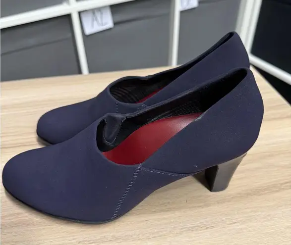 Abeo Viera Elegant Navy Chunky Heel Pump Shoes Blue Size 7