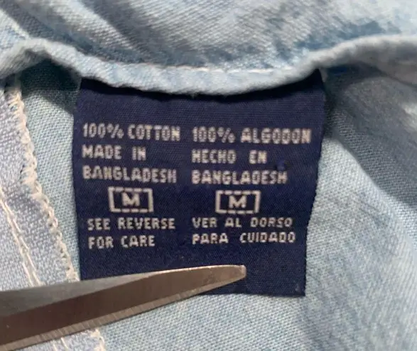 Vintage Denim & Co Dress Denim Pinafore Light Wash Button Detail Sleeveless Maxi Blue Size M