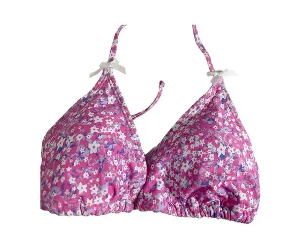 SheIn Pink Purple Floral Flowers Bikini Set Size M Triangle Top High Rise NEW