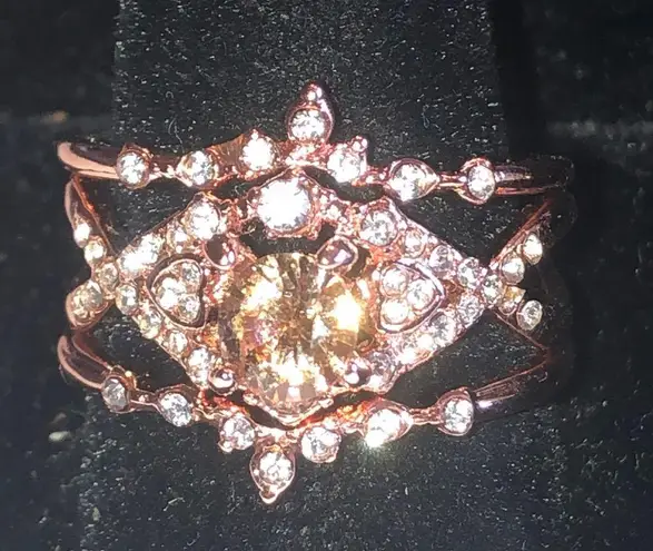 Rose Gold Tone Classic Ring Set with Crystals