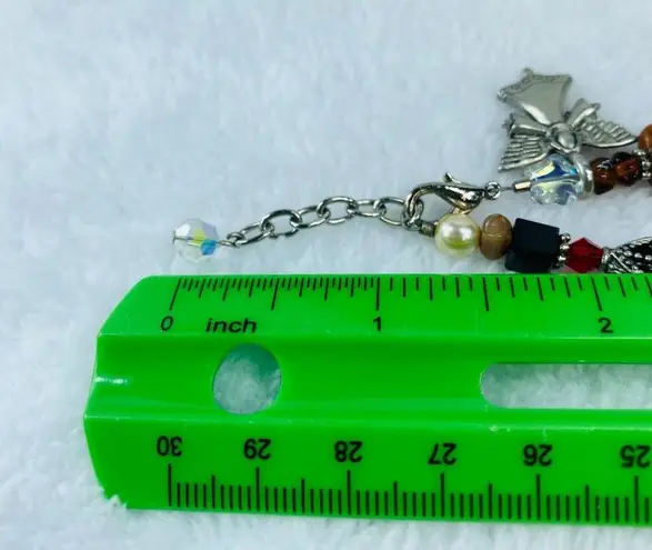 Womens Beaded Charm Bracelet Asymmetrical Beads Adjustable with Extender Chain