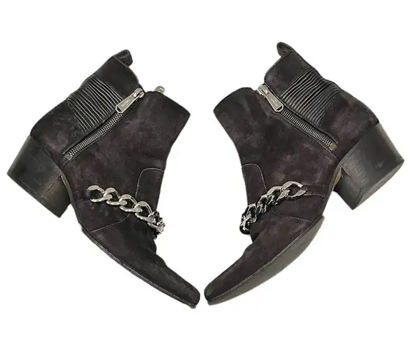 Balmain Women’s Ella 50 black chain ankle boots size 37 Black Suede