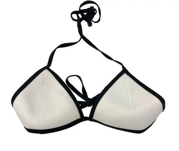 Triangl  Swimsuit Women's Size Large White Black Neoprene Halter Bikini Top