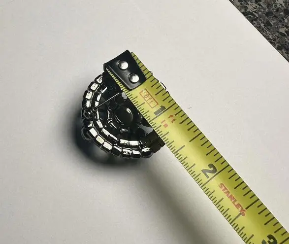 Prong Set Rhinestone Blue & Green Gunmetal Tone Round Brooch Pin