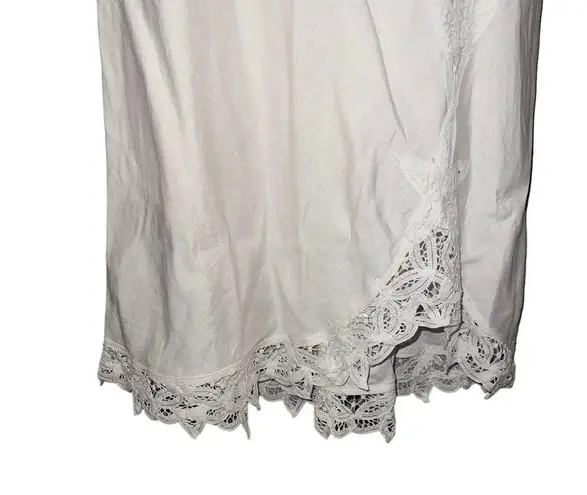 NWT Plaza South 2pc White Linen Battenberg Lace Trim Maxi Dress & Jacket Size 10 White