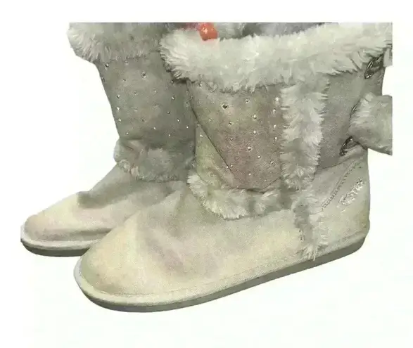 Justice Faux Fur Bling Boots Sz 8