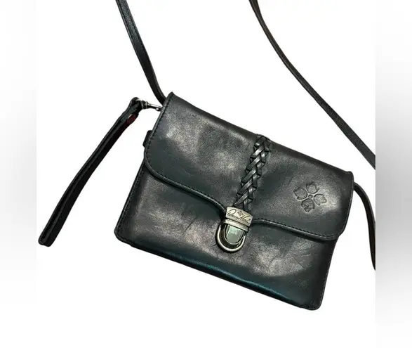 Patricia Nash Bianco Crossbody Organizer Black Leather Bag clutch western chic