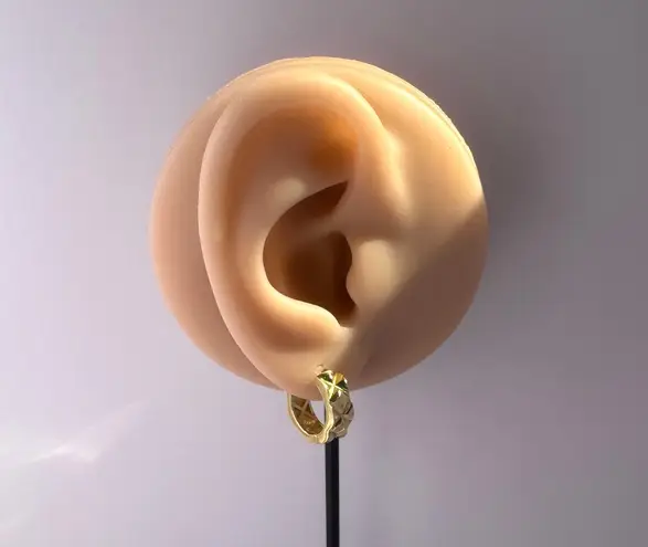 15mm Classic Rhombus Texture Gold Hoop Earrings for Women