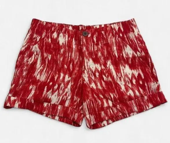 Valerie Bertinelli Red/Cream Printed Linen Blend Shorts Size 6