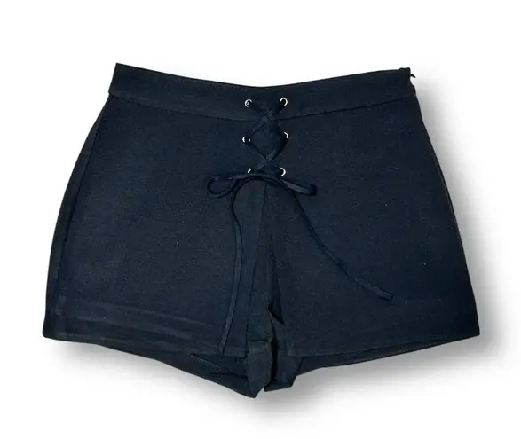 English Factory Anthropologie M Black Lace Up Skort Mini Preppy Whimsigoth Chic