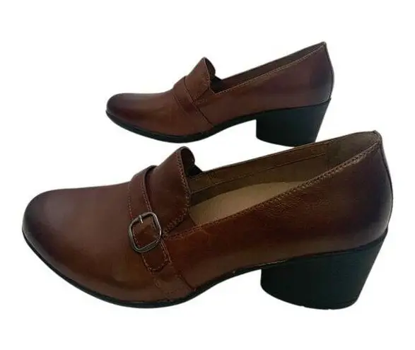 Dansko Rosalie Burnished Calf Block Heel Loafer Chestnut Women's US 11.5/EU 42