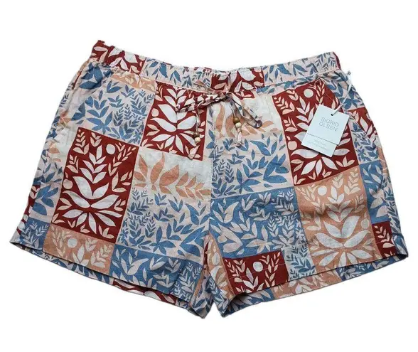 Sigrid Olsen Linen Shorts Patchwork Women's Size XL New NWT