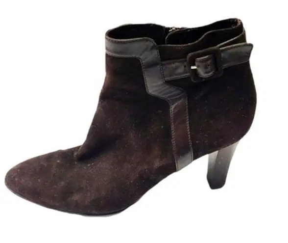 Aquatalia  Boots Womens Size 9.5 Brown Suede Ankle Booties High Heel Zip Up