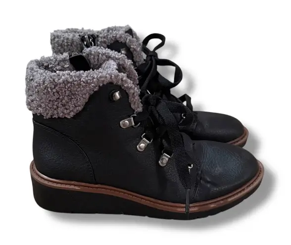 Dr. Scholl's Women's Love To Ankle Black Faux Leather Shearling Booties Sz 8