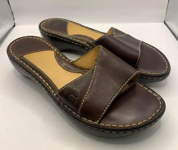 Born concept  BOC Women's Sandals Size 8M Strapped Brown Slip On EUC