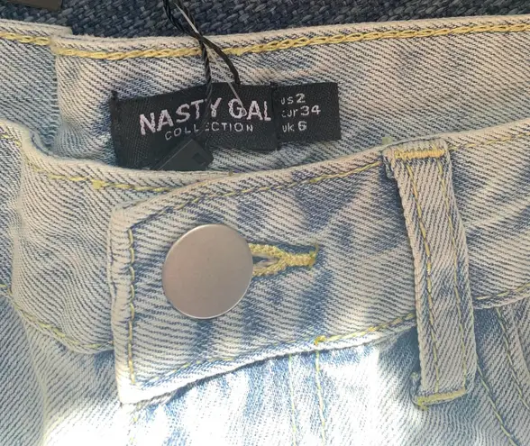 Nasty Gal Blue Distressed Mom Jeans NWT