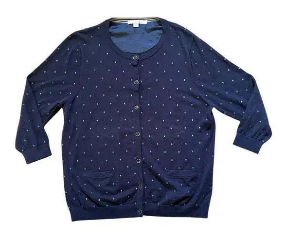 Boden USA Boden Wool Cotton Long Sleeve Navy Button Cardigan Size 16 Polka Dot