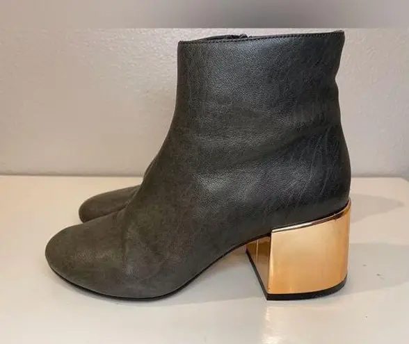 MM6 Maison Martin Margiela Women’s Gray Ankle Block Gold Heel Boots Size 6.5(37)