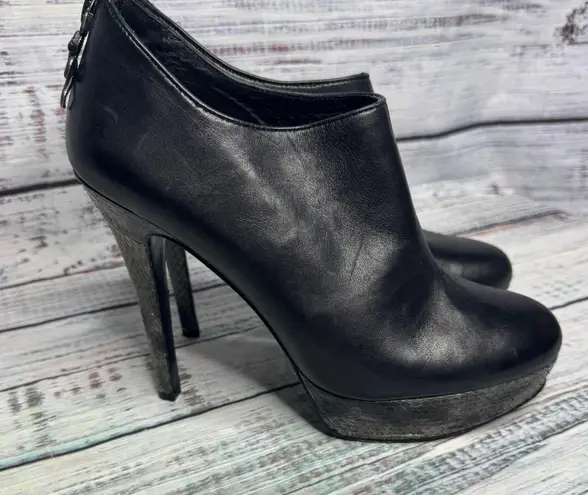 House of Harlow Black Leather Snakeskin Heel Booties 38.5