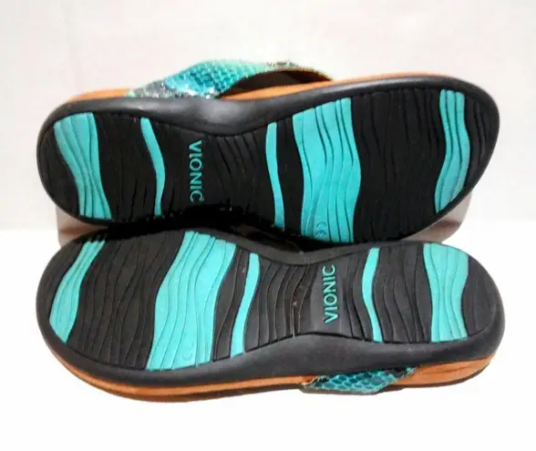 Vionic Floriana Thong Sandal-Size 8W-Faux Snakeskin-Beaded-Arch Support-Comfort