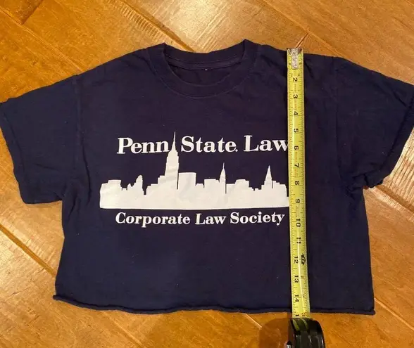 Penn State University Law Corporate Law Society Cropped Tee Shirt Blue Size M - Image 3