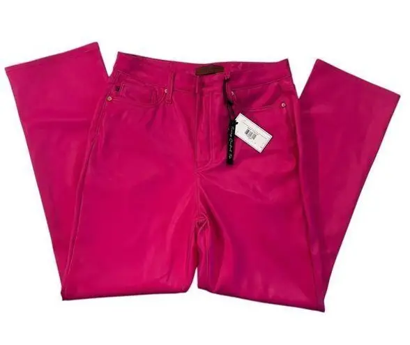 Judy Blue The Deb Hot Pink Faux Leather Straight Leg Jeans Tummy Control Sz 9/29