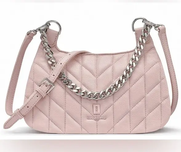 Karl Lagerfeld Paris Lafayette Quilted Crossbody Shoulder Bag – Blush Pink