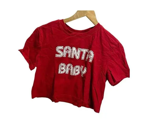Colsie Santa Baby Red Crop Top Tee M Casual Stretch Size M