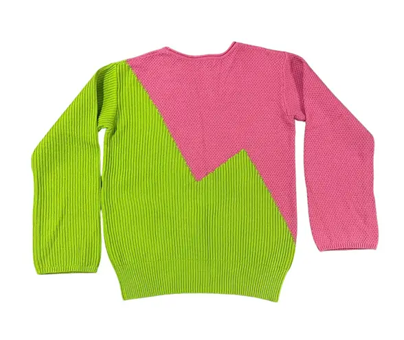 Lime Green and Hot Pink Combo Mismatched Sweater M Size M