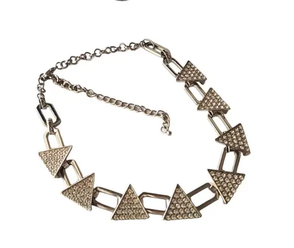 Silver Rhinestone Sparkly Link Necklace