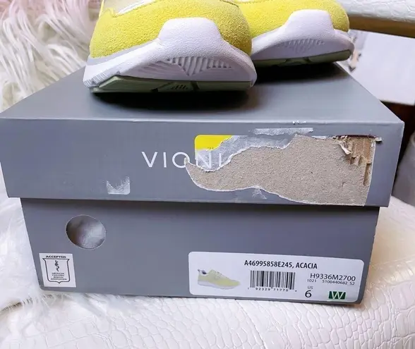 Vionic Ayse Womens Suede Trim Lace Up Athletic Running Shoes in Yellow Size 6